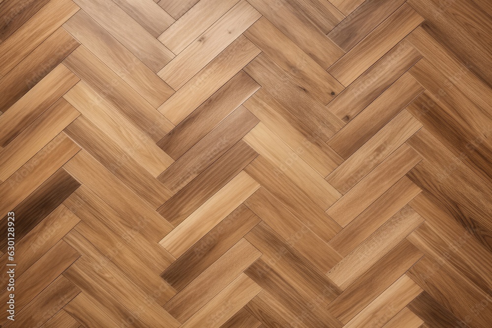 Herringbone parquet texture background. Wooden floor patterned surface. Geometric oak and walnut backdrop, classic and stylish.