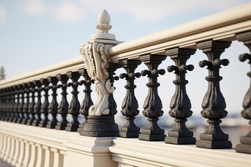 Poster - stone railing isolated on white background.