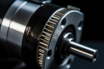 close-up of a stepper motor shaft rotating with precision