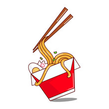 Illustration Vector Graphic Of Noodle Cup Cartoon Design Style, Good For Asset And Element Design