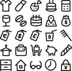 Canvas Print - Set of Business and Commerce Bold Line Icons

