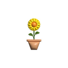 Wall Mural - Cute Sunflower 3D