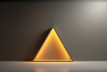 3d Render Of A Golden Pyramid On A Gray Background