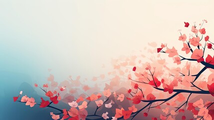 beautiful spring design with flowers and gradient minimalist color for background