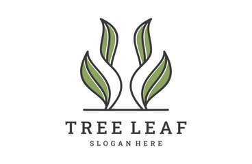 Canvas Print - Tree leaf vector logo template. Vegan symbol, eco logo. Leaf and natural logo concept.