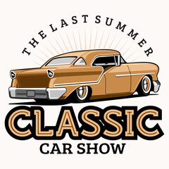 classic car show party logo design icon vector