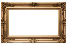 A Vintage Rectangle Picture Frame With A Blank Canvas With White Background Isolated PNG