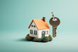 An image of a key next to a miniature house - Generative   AI