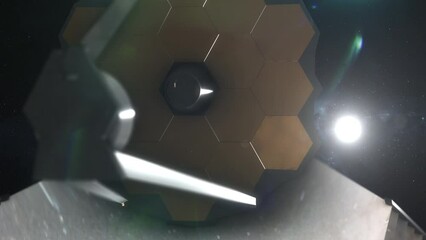 Wall Mural - Cinematic James Webb Space Telescope Moving Through Space