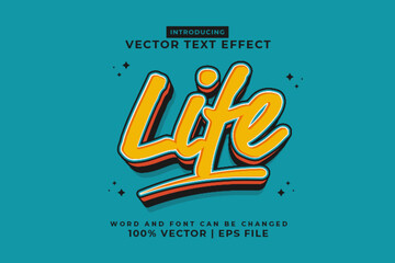 Wall Mural - Editable text effect Life 3d cartoon style premium vector