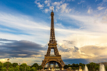 Eiffel Tower in Paris during beautiful sunset, France