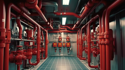 The fire protection piping room