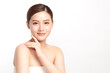 © kitthanes  - Beautiful young asian woman with clean fresh skin on white background, Face care, Facial treatment, Cosmetology, beauty and spa, Asian women portrait.