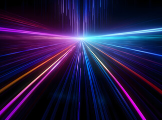 zooming neon lights into the distace, starboard, warp speed