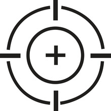 Target Icons Sight Sniper Symbol Isolated On A White Background, Crosshair And Aim Vector Stylish For Web Design. Flat Line Design Style Modern Centricity Icon.
