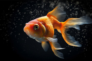 Wall Mural - Goldfish in aquarium. Beautiful goldfish swimming in the water.