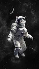an animated cat astronaut floating through space. created with some elements made with generative ai