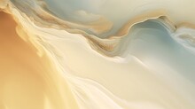 Blue And Gold Dreamy Texture Background. Abstract Aerial Dunes And Ocean. Closeup Color Swirl.