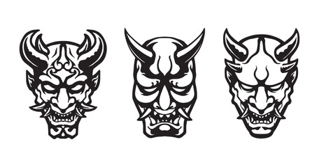 Sticker - oni mask set icon