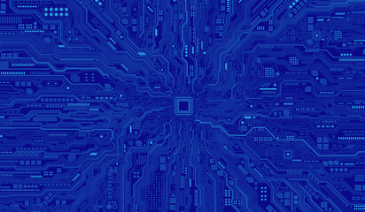 CPU Chip on Motherboard. Central Computer Processors CPU concept. Quantum computer, large data processing, database concept. Futuristic microchip processor. Digital chip.