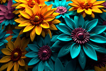Close Up Of A Bunch Of Colorful Daisies