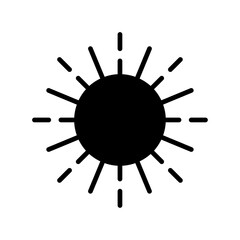 Wall Mural - Sun black icon. Simple vector stylized glyph isolated on white background.