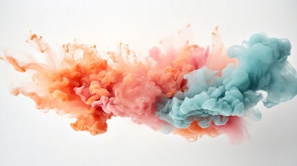 Poster - Generative AI : Freeze motion of colored powder explosions isolated on white background