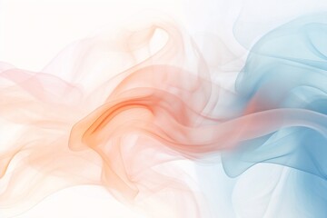 Poster - Generative AI : Baby Blue and Pale Peach smoke abstract on white background, fire design