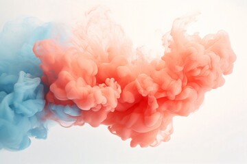 Poster - Generative AI : Horizontal Soft Coral color and Light Blue wave on a white background. Design element