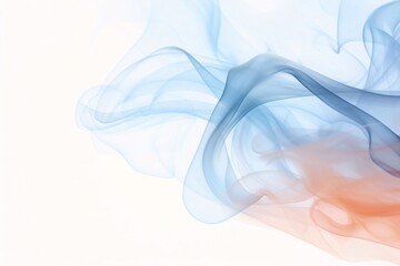 Poster - Generative AI : Baby Blue and Pale Peach smoke abstract on white background, fire design