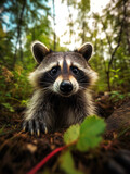 Fototapeta Zwierzęta - Raccoon in its Natural Habitat, Wildlife Photography, Generative AI