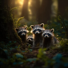  Raccoon in its Natural Habitat, Wildlife Photography, Generative AI
