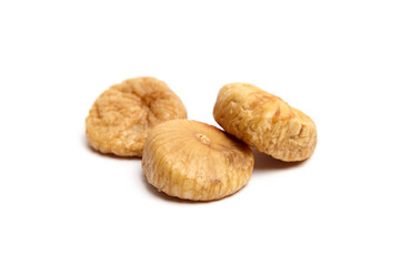 Wall Mural - Dried fig fruits isolated on white. Three sweet sundried figs