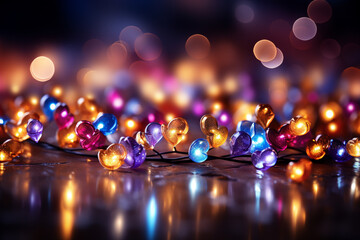 Aufkleber - Abstract bokeh lights in various colors, creating a dreamy and magical atmosphere for the New Year celebration.  Generative AI technology.