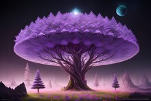 Purple Tree DMT Art: A Psychedelic Vision Of Enchanting Nature And Mind-Bending Visuals | DMT-Inspired Artwork, Psychedelic Illustrations