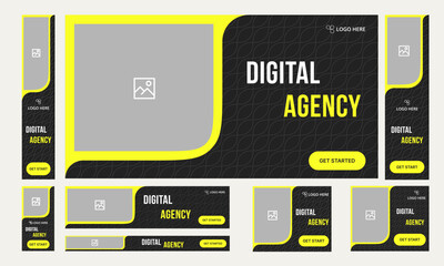 Wall Mural - Digital agency set of multipurpose web banner template for social media post, innovative startup agency banner, editable vector eps 10 file format