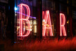 Leuchtreklame Bar an einem Hotel in Düsseldorf