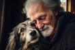 Ai generated photo of senior with dog