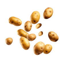 Falling Fresh Potatoes Isolated On Transparent Background. PNG File, Cut Out