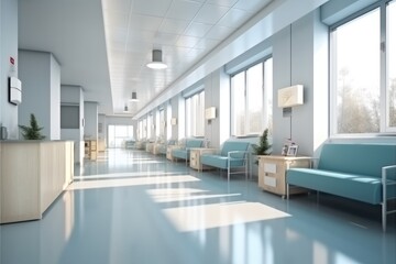 Wall Mural - Modern hospital hallway, Waiting room in hospital.