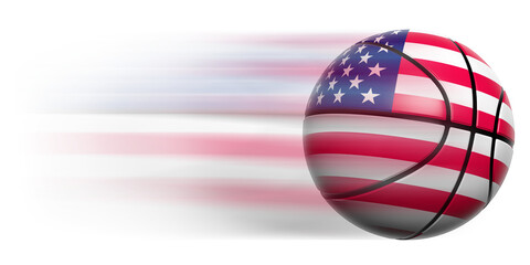 Wall Mural - USA flag basketball ball isolated on transparent, PNG, 3d render