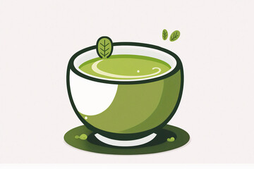 Wall Mural - Generative AI. Japanese matcha latte set in 3d illustration, isolated on white background