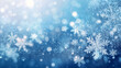 abstract christmas background with snowflakes and snowfall on a cold blue winter background