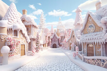 Magic Winter Town. Ai Generated Image