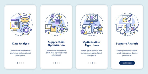 Wall Mural - 2D linear icons representing overproduction mobile app screen set. 4 steps graphic instructions, UI, UX, GUI template.