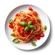 © MstAsma - Delicious Plate of Spaghetti with Tomato Sauce on a White Background