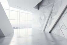 White Interior With An Abstract Blank Wall. A Model. Generative AI