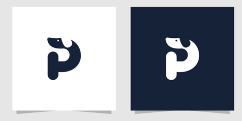 letter p with dog logo design