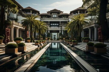 Wall Mural - A luxurious mansion with opulent interiors , illustrating the extravagant lifestyle of a powerful narcos boss. Generative Ai