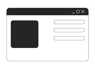 Fototapete - Browser window mockup flat monochrome isolated vector object. Editable black and white line art drawing. Simple outline spot illustration for web graphic design